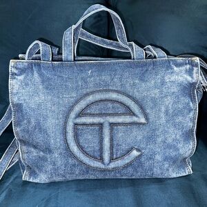 Blue Denim Telfar Shopping Bag